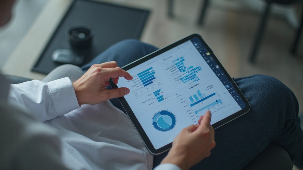 Профессиональное изображение человека, анализирующего финансовые графики и диаграммы на планшете
