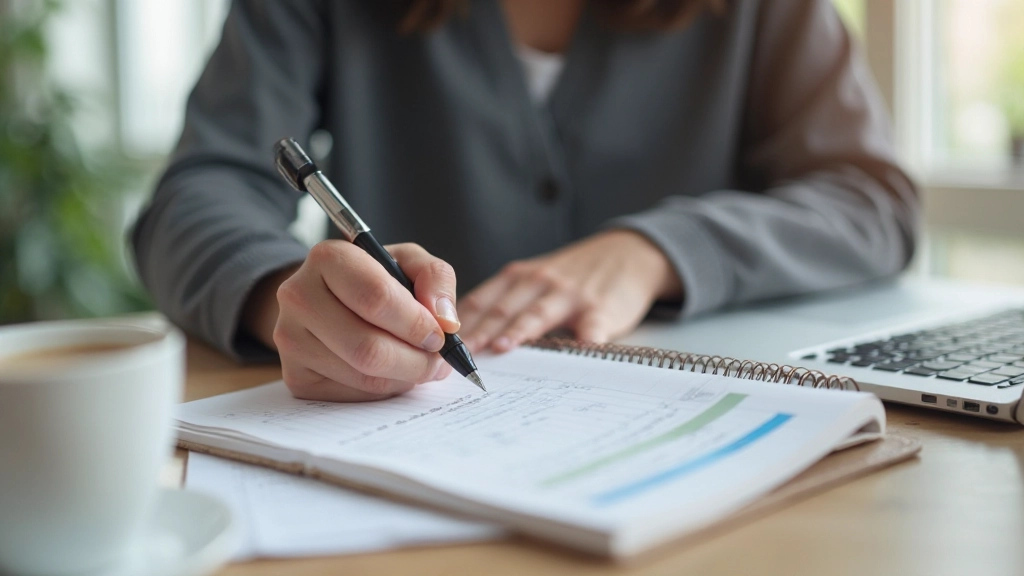 Профессиональная фотография человека, работающего с бюджетным планировщиком