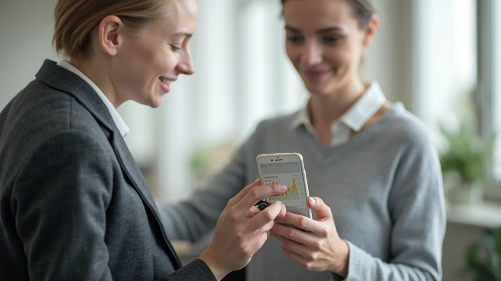 Молодой инвестор изучает акции на мобильном приложении